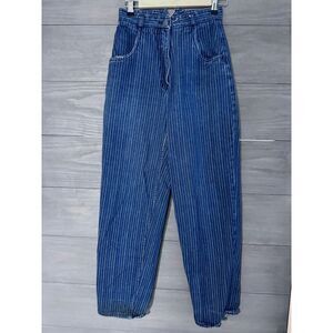 Vintage Sergio Valente Jeans Pink Striped High Rise Size 11‎